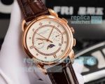 Copy Swiss Patek Philippe Complication Rose Gold Watch White Dial